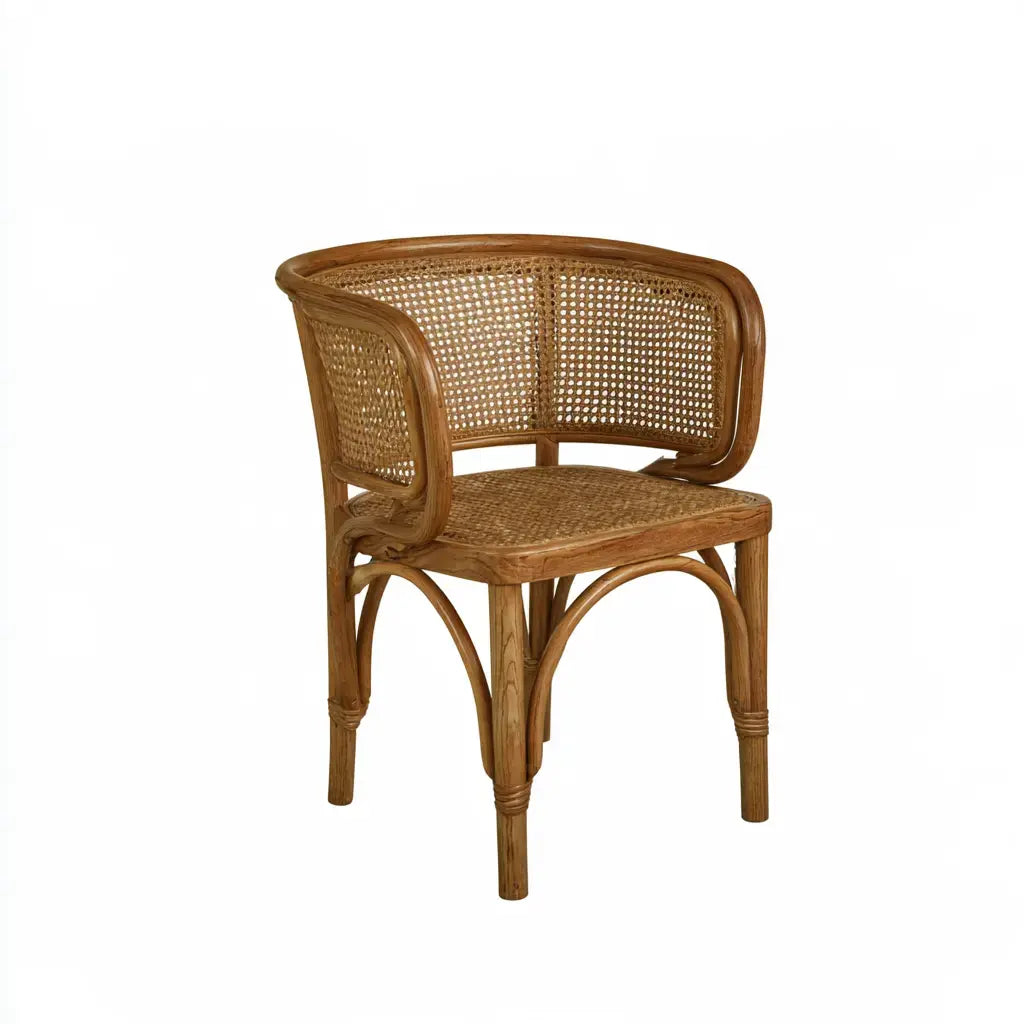 Sillón de rejilla con respaldo semicircular - marrón