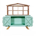 Aparador con puertas cruzadas y estantería superior - verde/marrón