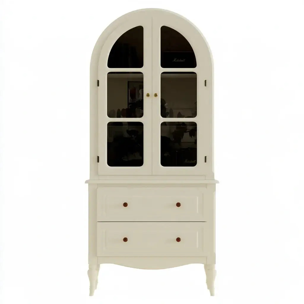Vitrina estrecha con remate arqueado - beige
