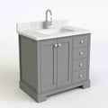 Mueble de baño con dos puertas y cajones laterales - gris/blanco